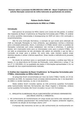 An&aacute;lise das respostas da Bayer CropScience &agrave;s