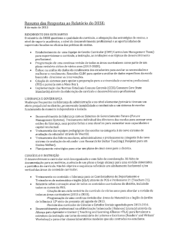 Resumo das Respostas ao Relat&oacute;rio do DESE: