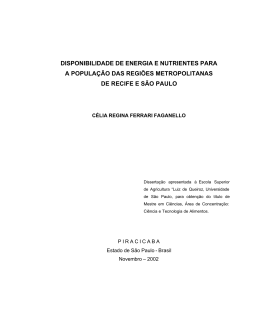 disponibilidade de energia e nutrientes para a popula&ccedil;&atilde;o das