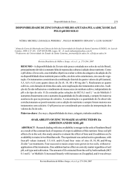 DISPONIBILIDADE DE ZINCO PARA O MILHO AFETADA PELA