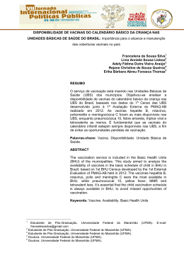 DISPONIBILIDADE DE VACINAS DO CALEND&Aacute;RIO B&Aacute;SICO DA