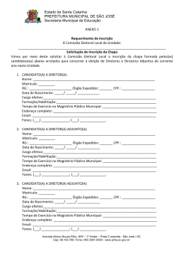 Documentos para inscri&ccedil;&otilde;es - Prefeitura Municipal de S&atilde;o Jos&eacute;