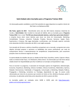 Saint-Gobain abre inscrições para o Programa Trainee 2016