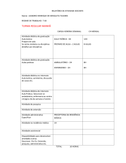 TURMA REGULAR MANH&Atilde; - Centro de Ci&ecirc;ncias M&eacute;dicas