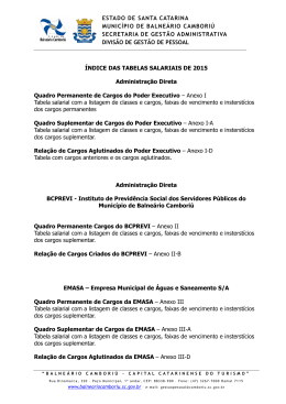 &Iacute;ndice das Tabelas Salariais - Prefeitura Municipal de Balne&aacute;rio
