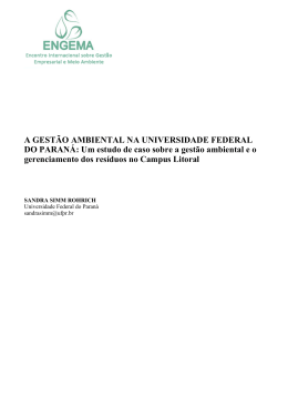 A GESTÃO AMBIENTAL NA UNIVERSIDADE FEDERAL DO PARANÁ