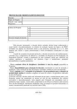 PROTOCOLO DE CREDENCIAMENTO DOCENTE Docente: Depto