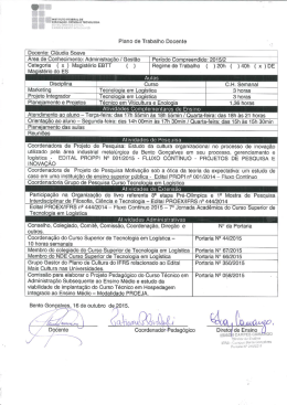 Plano de Trabalho Docente Docente: Cláudia Soave