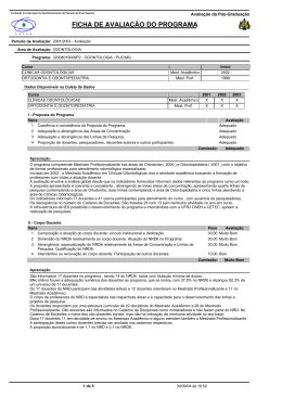 FICHA DE AVALIA&Ccedil;&Atilde;O DO PROGRAMA