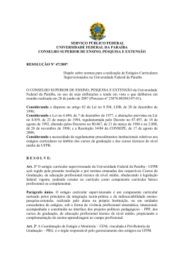 resolu&ccedil;&atilde;o n&ordm; 47/2007 - Universidade Federal da Para&iacute;ba