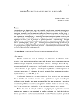forma&ccedil;&atilde;o continuada: um momento de reflex&atilde;o
