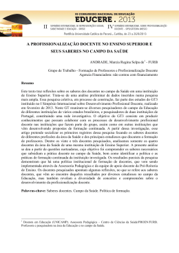 a profissionalização docente no ensino superior e seus saberes no