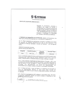 LEI N° 2.373, DE 07 DE JUNHO DE 2011. Reajuste os