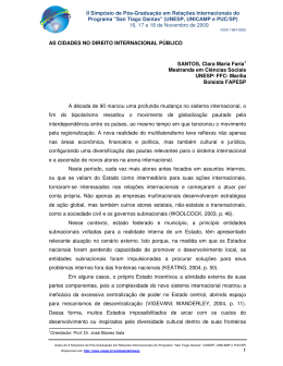 As cidades no Direito Internacional P&uacute;blico