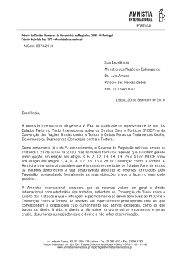 Sua Excelência Ministro dos Negócios Estrangeiros Dr. Luis Amado