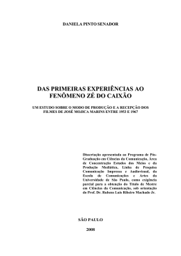 DAS PRIMEIRAS EXPERI&Ecirc;NCIAS AO FEN&Ocirc;MENO Z&Eacute; DO CAIX&Atilde;O