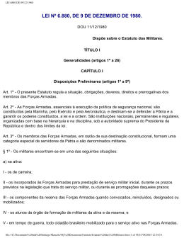LEI N&ordm; 6.880, DE 9 DE DEZEMBRO DE 1980.
