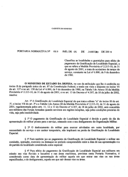 Classifica as localidades e guarnições para efeito de pagamento da