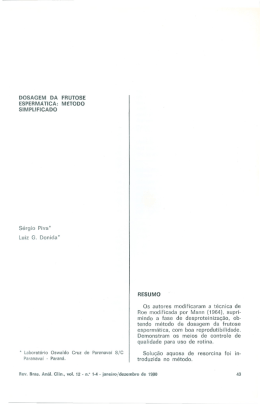 DOSAGEM DA FRUTOSE ESPERM&Aacute;TICA: M&Eacute;TODO