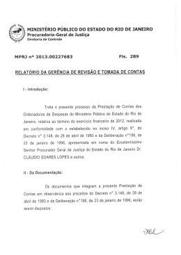 Manifestação do Controle Interno - Ministério Público do Estado do