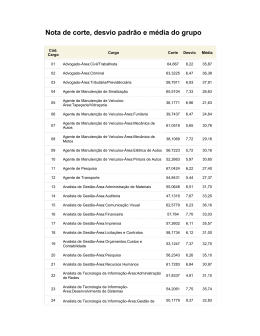 Resultado Nota de corte, desvio padr&atilde;o e m&eacute;dia do grupo