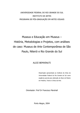 Museus e Educa&ccedil;&atilde;o em Museus - Reposit&oacute;rio Institucional da UFRGS