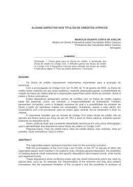 Alguns aspectos dos t&iacute;tulos de cr&eacute;dito at&iacute;picos