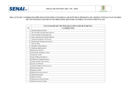 Lista dos Pré-selecionados