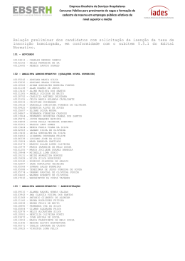 Relação de candidatos isentos da taxa de inscrição