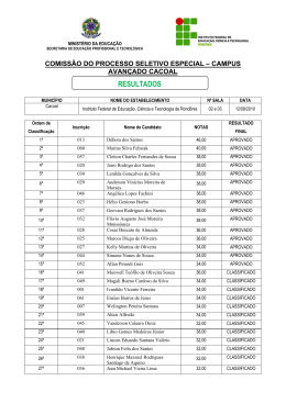 resultado do processo seletivo especial &ndash; campus avan&ccedil;ado
