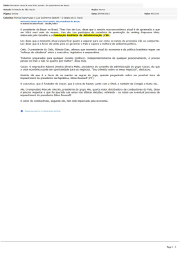 Momento atual é para ficar quieto, diz presidente da Bayer
