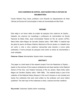 DOS CADERNOS DE SOPHIA: ANOTA&Ccedil;&Otilde;ES PARA O ESTUDO DE