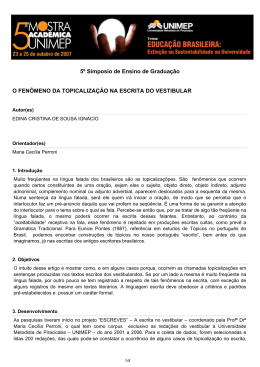 O Fenômeno da Topicalização na escrita do vestibular