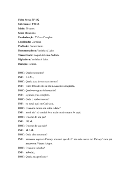 Ficha Social N&ordm; 182 Informante: F.B.M. Idade: 50 Anos
