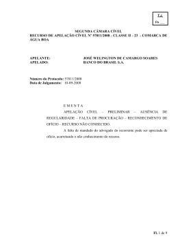SEGUNDA C&Acirc;MARA C&Iacute;VEL RECURSO DE APELA&Ccedil;&Atilde;O C&Iacute;VEL N&ordm;