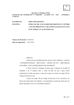 QUARTA CÂMARA CÍVEL EXCEÇÃO DE SUSPEIÇÃO Nº 72106/2011