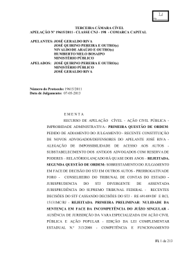 TERCEIRA CÂMARA CÍVEL APELAÇÃO Nº 19615/2011