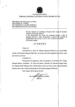 processo RE 43854 - Tribunal Regional Eleitoral do Rio Grande do