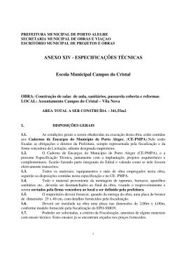 ESPECIFICA&Ccedil;&Otilde;ES T&Eacute;CNICAS Escola Municipal