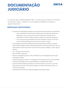 Documenta&ccedil;&atilde;o necess&aacute;ria