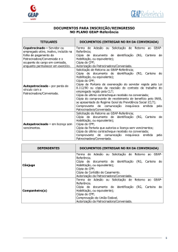 Documentos necess&aacute;rios para inscri&ccedil;&atilde;o GEAP Refer&ecirc;ncia