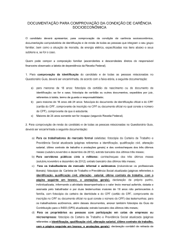 documenta&ccedil;&atilde;o para comprova&ccedil;&atilde;o da condi&ccedil;&atilde;o de car&ecirc;ncia