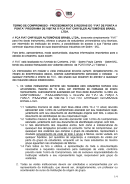 PROCEDIMENTOS E REGRAS DO &ldquo;FIAT DE PONTA A PONTA&rdquo;