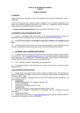 EDITAL DE LEILÃO MINERAÇÃO USIMINAS Nº 002/2015 NORMAS