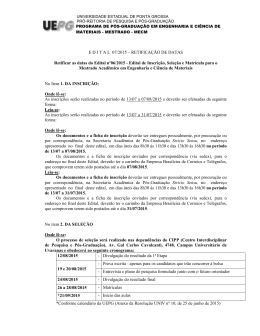 RETIFICA&Ccedil;&Atilde;O DE DATAS - Universidade Estadual de Ponta Grossa