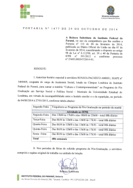 PORTARIA N° 1477 DE 29 DE OUTUBRO DE 2014 A Reitora