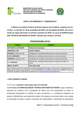 Edital 14 Especializa&ccedil;&atilde;o T&eacute;cnica em Sa&uacute;de do Idoso