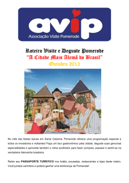 Roteiro Visite e Deguste Pomerode Roteiro Visite e Deguste