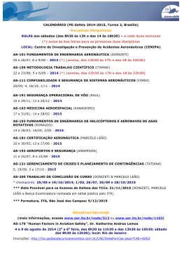 CALENDÁRIO (PE-Safety 2014-2015, Turma 2, Brasília) Disciplinas