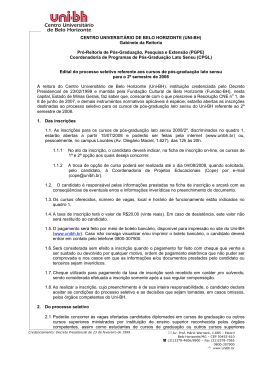Edital Processo Seletivo P&oacute;s 2_2008 - Uni-BH